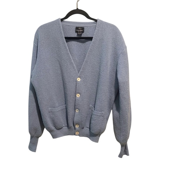 Countess Mara 100% Alpaca Powder Blue Cardigan Made In Peru L Quiet Luxury Retro